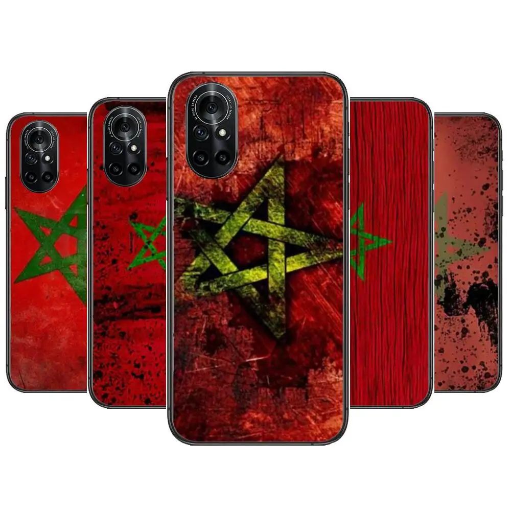 

Morocco Flag Moroccan Clear Phone Case For Huawei Honor 20 10 9 8A 7 5T X Pro Lite 5G Black Etui Coque Hoesjes Comic Fash desi