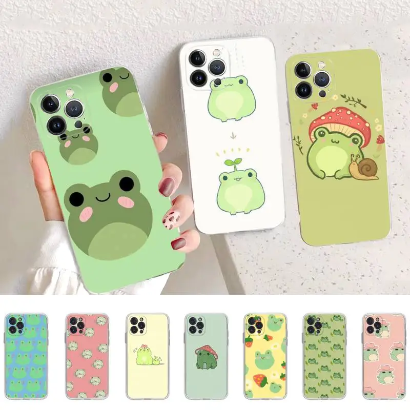 

Mint green Funny The Frog cute Phone Case Silicone Soft for iphone 14 13 12 11 Pro Mini XS MAX 8 7 6 Plus X XS XR Cover