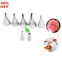 7pcs cake rose leaf nozzle icing piping pastry nozzles tips kitchen gadget baking accessories making cake decoration tools