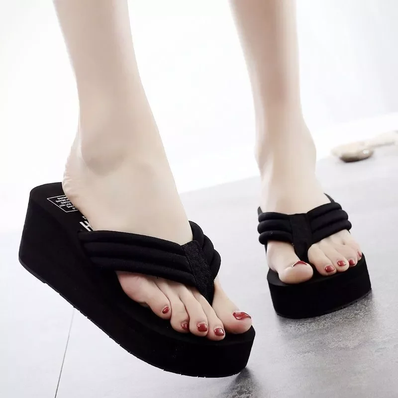

2022NEW flowers can add new bare plate flip-flops ms cool slippers flat beach shoes
