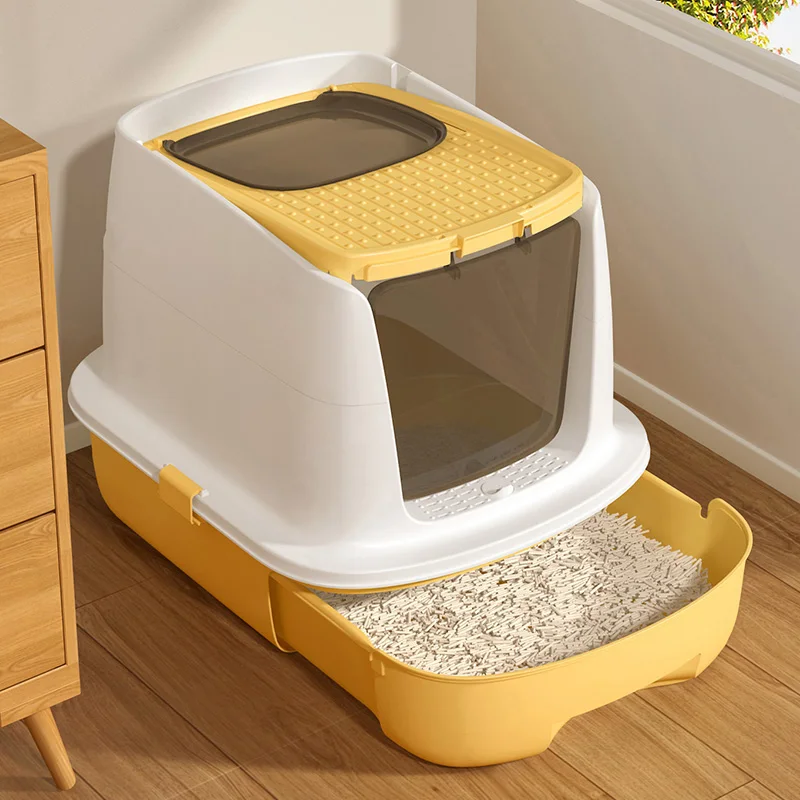 

Top Entry Sifting Cat Bedpans Enclosed Covered Box Training Cat Bedpans Villa Indoor Clean Aseo Para Gatos Pet Products QF50CB