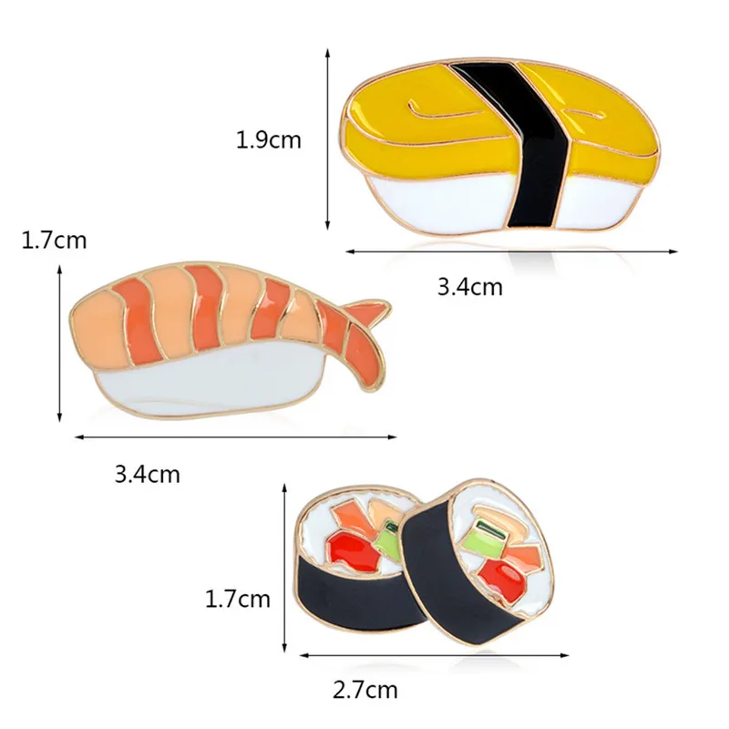 Fashion Japanese Style 3PCS/Set Carttoon Sushi Brooch For Women Jewelry Enamel Pins Denim Jacket Backpack Collar Lapel Pin Badge images - 6