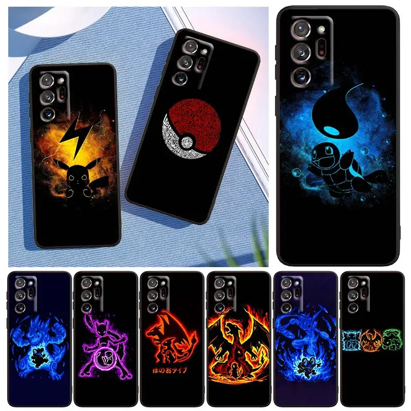 

Anime Pikachu Pokemon For Samsung Note 20 Ultra 10 Pro Lite 9 8 F52 F42 F22 M21 M60S M62 M31 M12 M32 Black Phone Case Capa