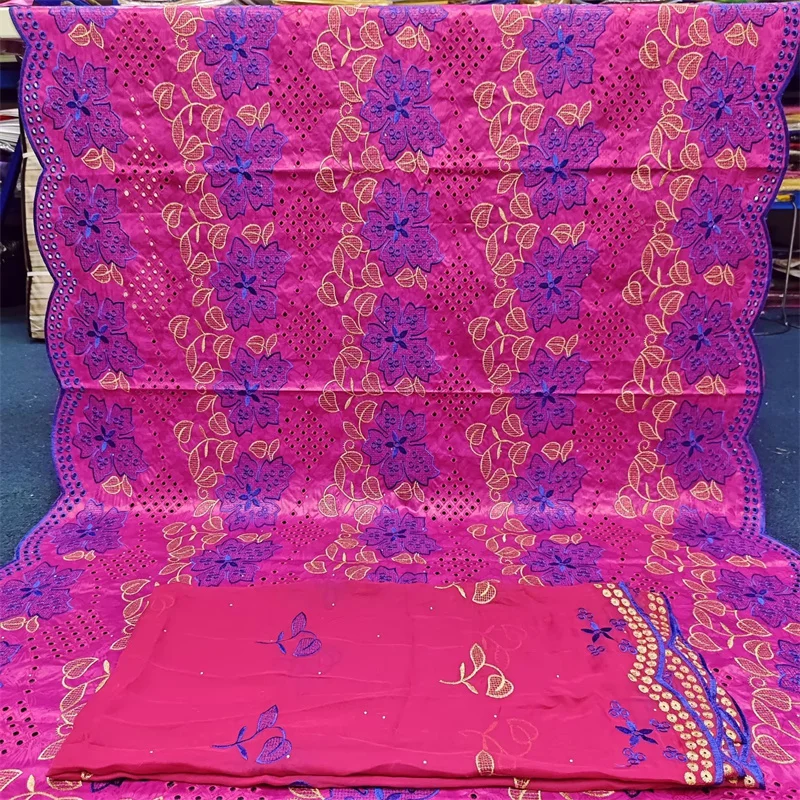 

5+2 yards African Bazin Riche Brode Fabric With Scarf Latest Fashion Embroidery Basin lace fabric For wedding part 4L08226