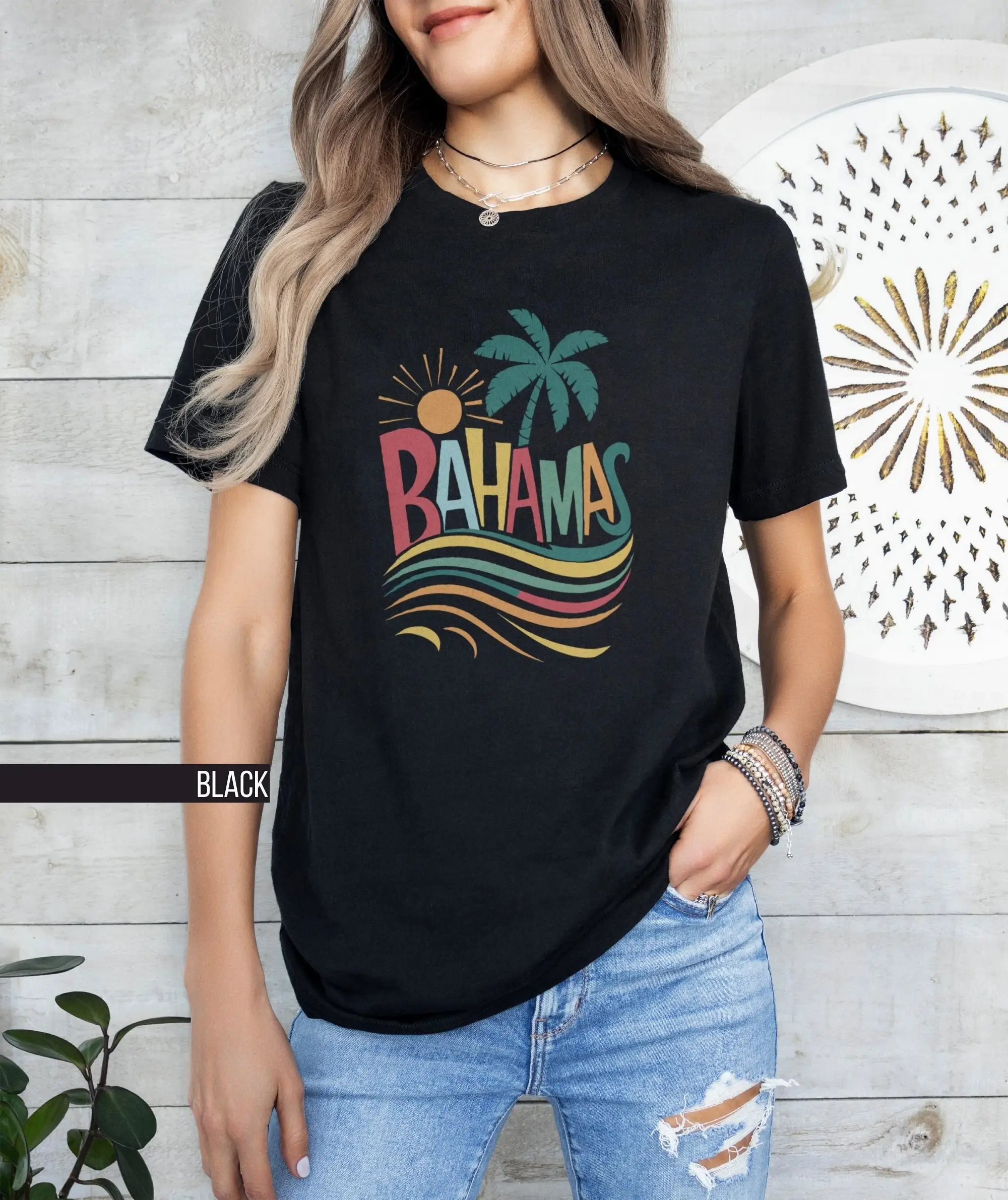 Футболка Bahamas Sun And Palm Tree отпуск летние каникулы тропический пляжный остров