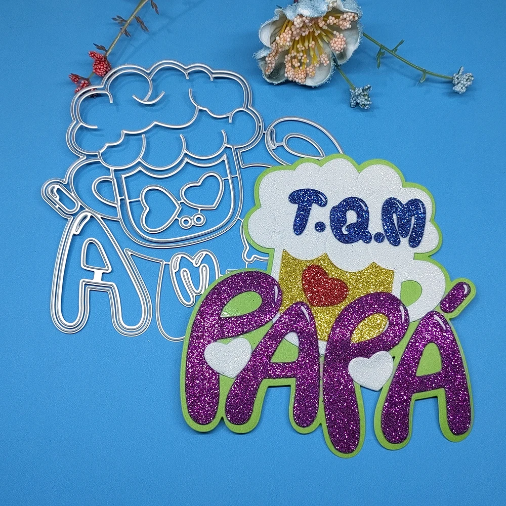 

Spanish Father's Day Phrases T.Q.M PAPA cutting dies DIY scrapbook, embossed card, photo album decoration, handmade crafts