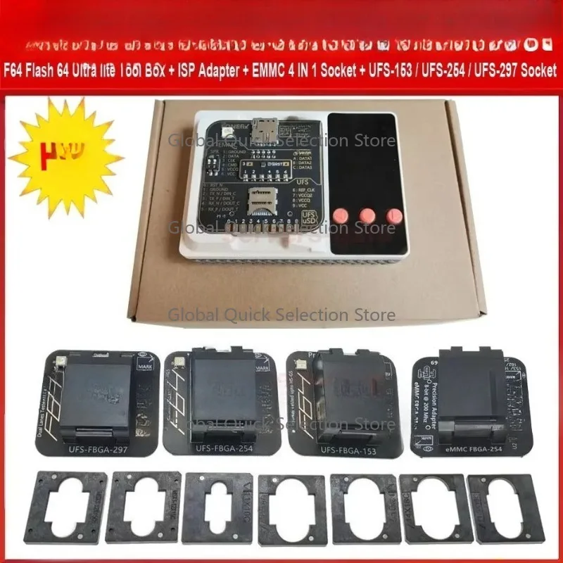 Фото Оригинальный набор инструментов F64 Flash 64 Ultra Tool Box Full Set с UFS BGA 153, UFS BGA 254, UFS BGA 297, EMMC 254 №3