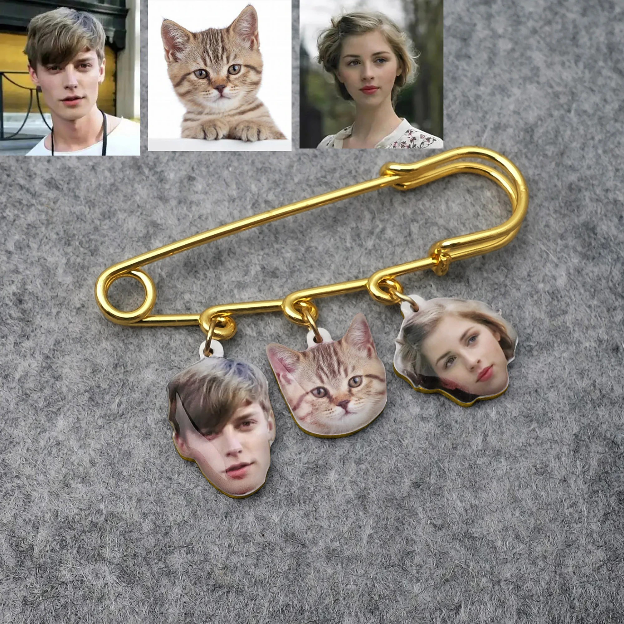 Stainless Steel Brooch With Customizable Photos Women's Adjustable Pants Waist Fixed Clothing Brooch Scarf Women's Jewelry