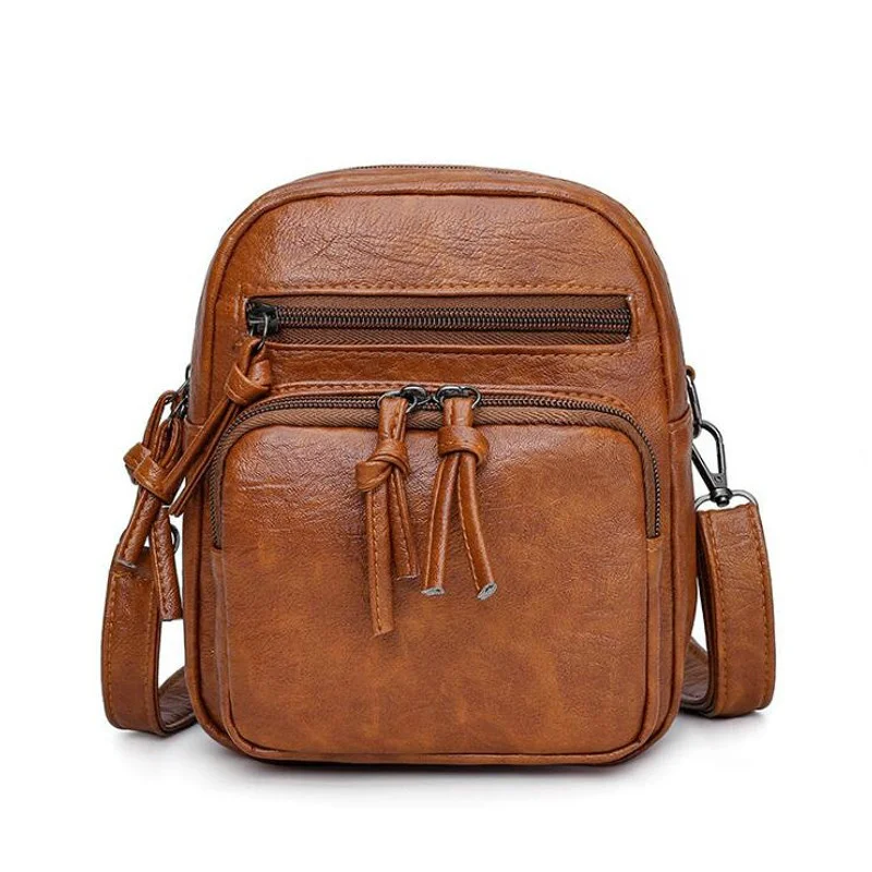 

Cross-body Bag Female New Soft Leather Feeling Single Shoulder Bag Retro Fashion Multi-layer Large Capacity Mobile Phone Bag