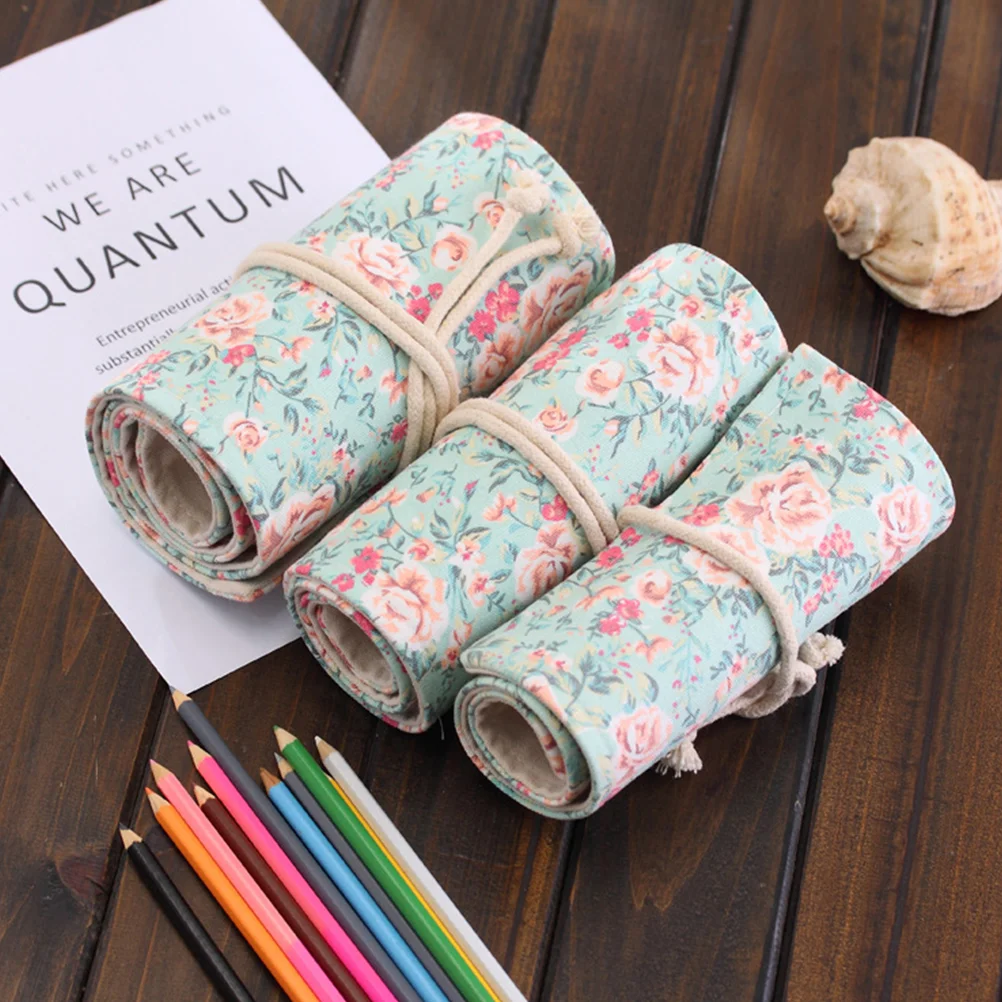 

Roll Wrap Case Pouch Colored Holder Pen Artist Canvas Portable Rolling Knitting Slotstorage Organizer