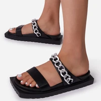 chunky platform women shoes 2022 new spring autumn open toe sandals casual beach slides designer slippers chain flip flops