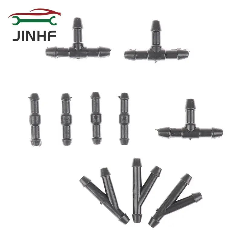 10Pcs Universal Joiner Pipe Connector T Piece Straight Tee 3 Way Y Piece Air Fuel  Water Petrol Wiper Nozzle Hose Tubing