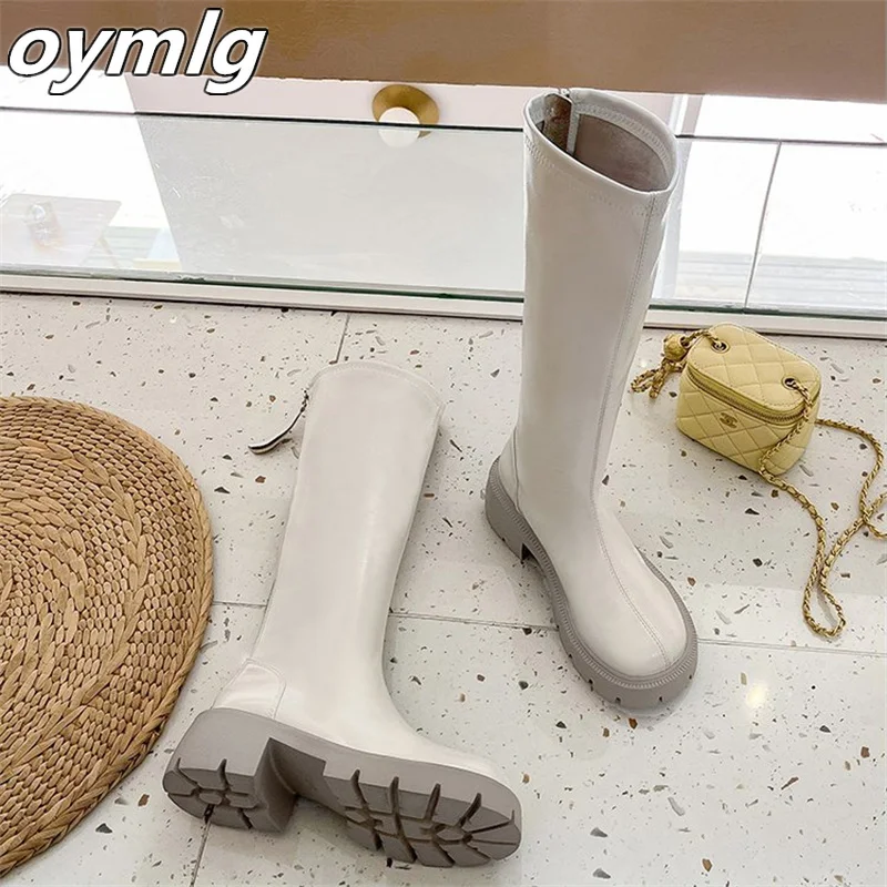 Cigarette boots women show thin 2022winter new women's leather boots, but the knee height increases the trend of knight boots