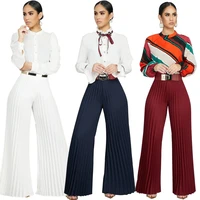 european and american womens fashion all match street hipster pleated pants wide leg pants