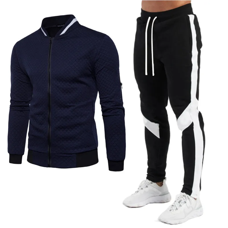 2023 spring and autumn new men's sports printed hoodie suit, fashion men's luxury plush zipper casual designer sportswear 2-piec