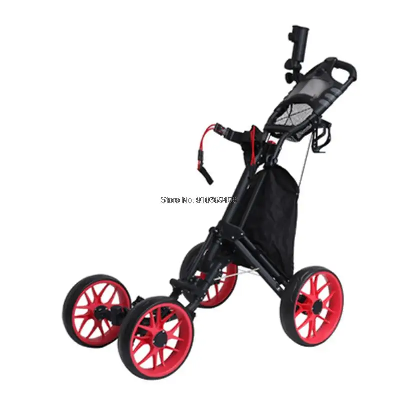 Pull Push Cart Umbrella Cup Holder Adjustable Trolley With Footbrake