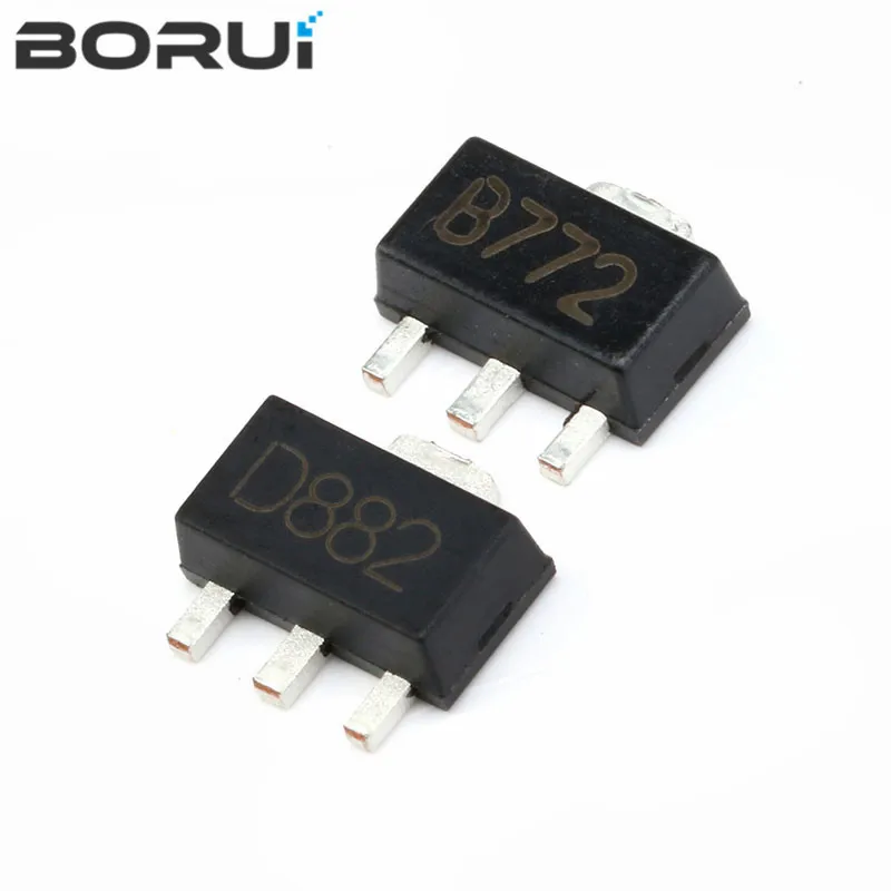 20 шт. 2SB772 SOT89 B772 SMD SOT-89 2SD882 D882 PNP транзистор средней мощности |