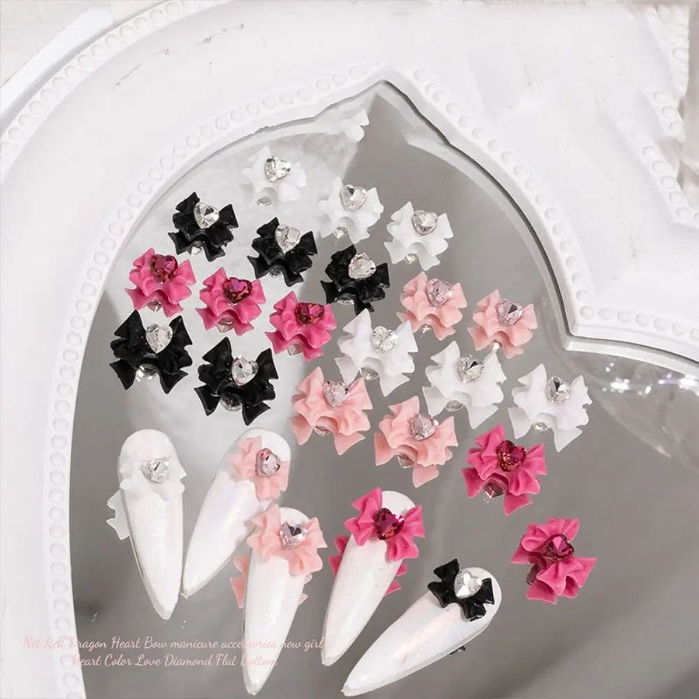 

5PCS Pink Bow Nail Alloy Decoration Sweet Cute Women Japanese Style Nail Jewelry Decoration Accessories