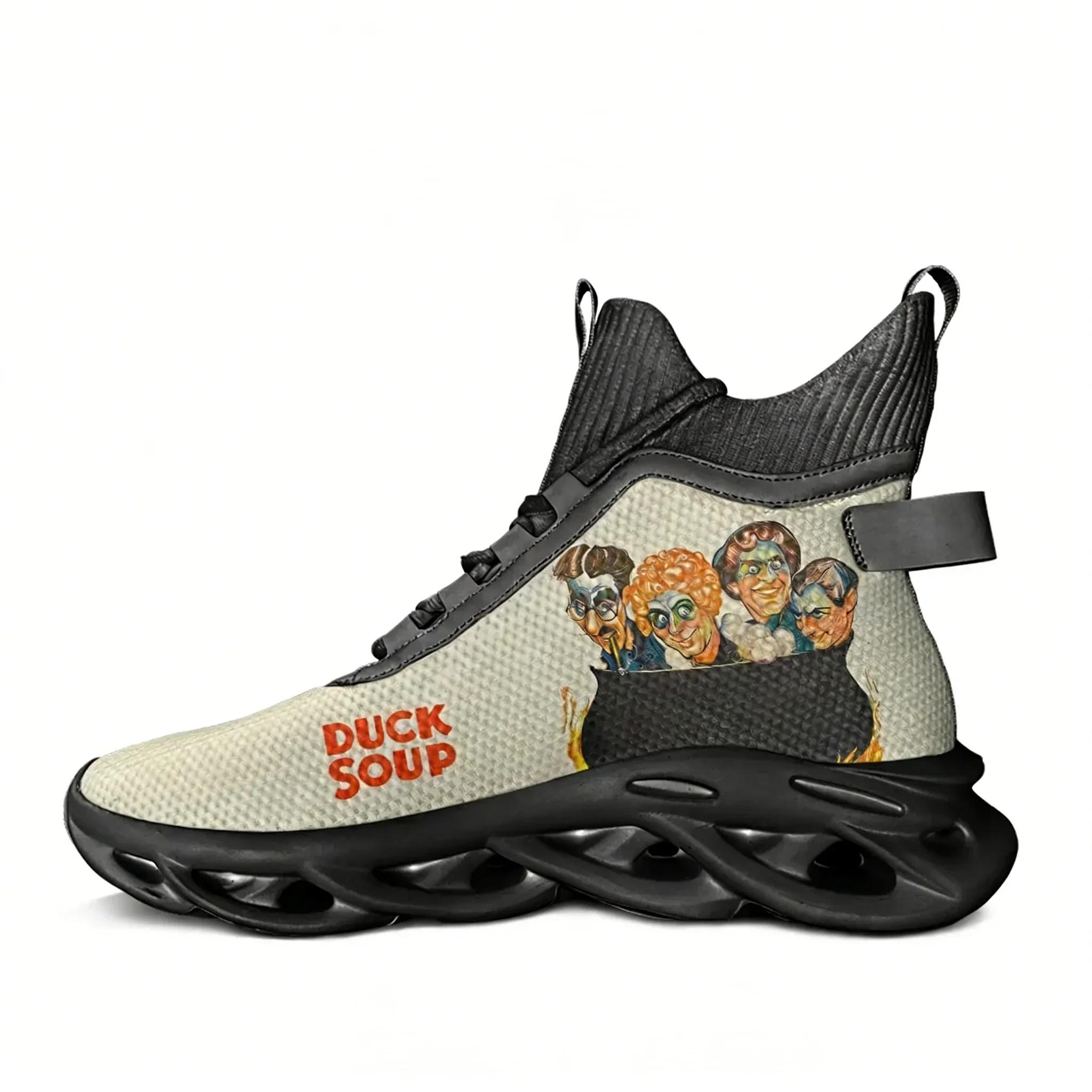 Фото Кроссовки Duck Soup High Top Flats: мужские и женские спортивные кроссовки высокого качества, модные кеды на шнуровке, сетчатая обувь, индивидуальный дизайн №2