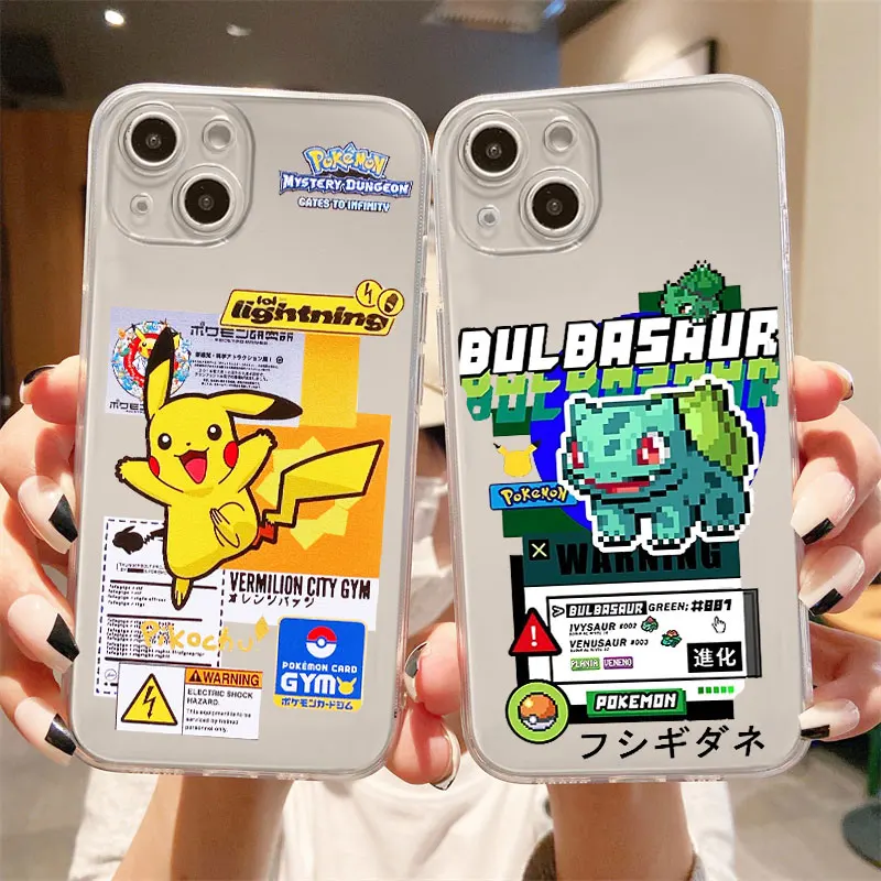 

Clear Case For Apple iPhone 14 11 13 12 Pro 7 8 Plus XR X XS Max 6 6S 13Pro Silicone Phone Cover Pokemon Pikachu