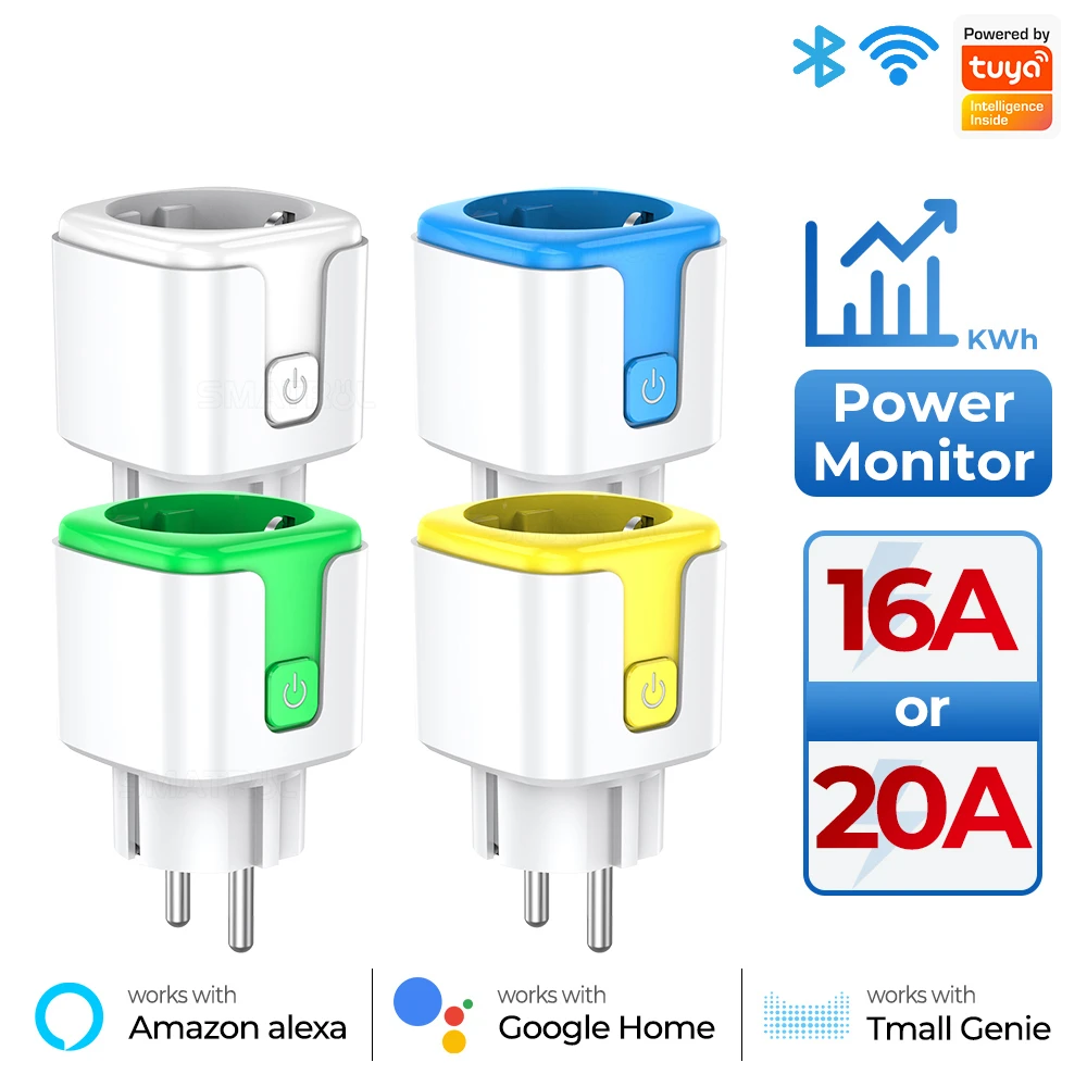 

Tuya Smart Plug 16A/20A EU FR WiFi Smart Socket With Power Monitor Timing Voice Control Works Whit Alexa Google Home