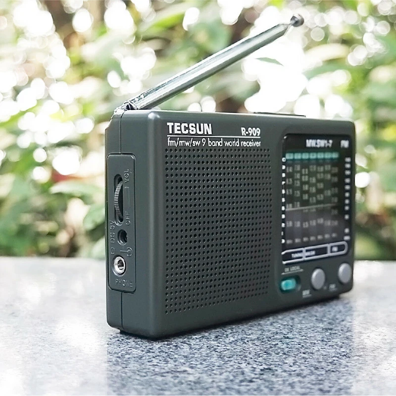 

Convenient Radio Portable 1-7 9 Bands Retro Pocket Radio World Band Receiver FM Black Portable Radio Tecsun R-909 AM/FM/SW Radio