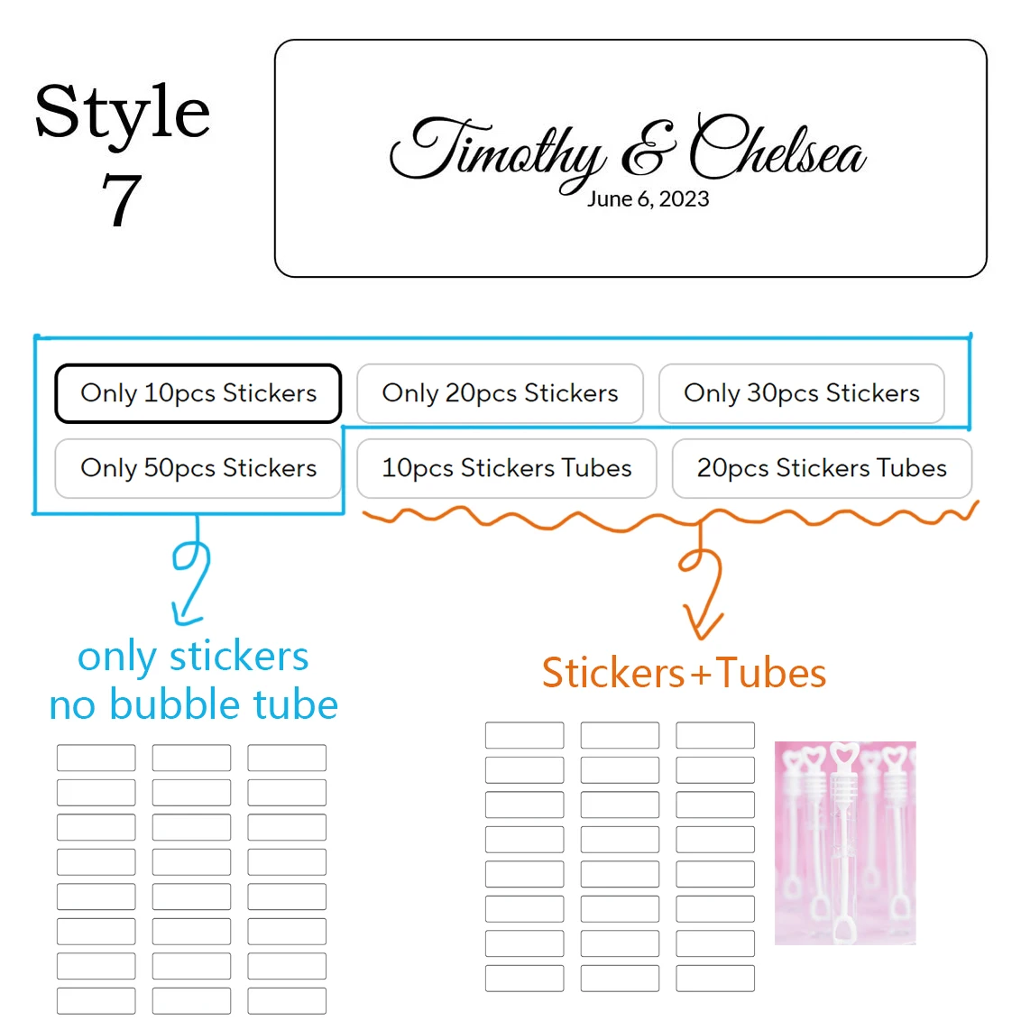 

Персонализированные свадебные этикетки для пузырьков с трубкой