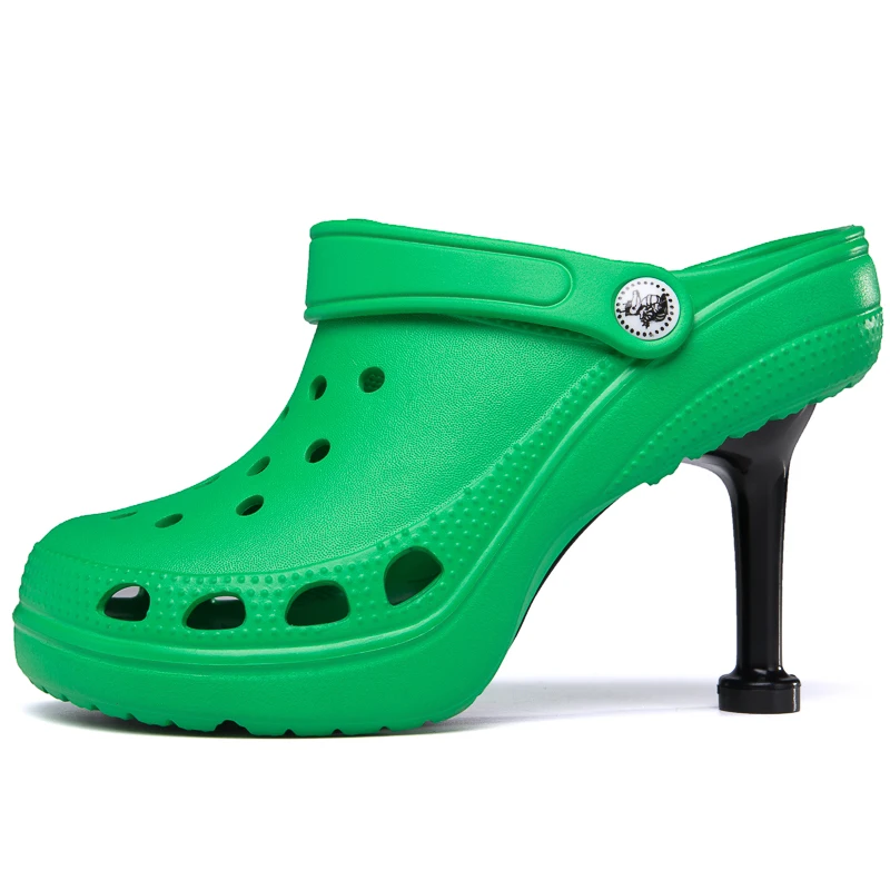

New Zapatos Mujer Antique Spring 2022 Women Shoes Fashion Women Flip Flop Pantoufle Slipper Female Woman Pump Green High Heels