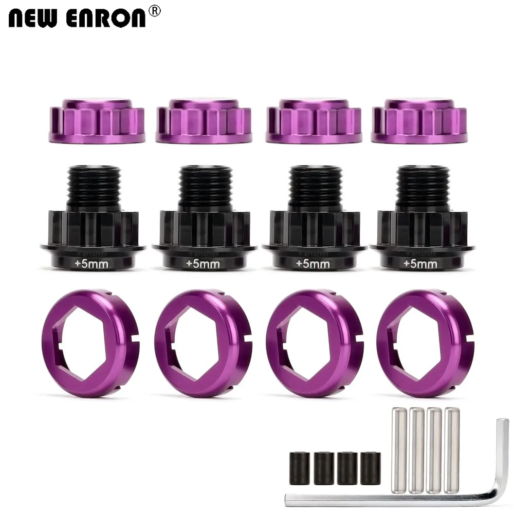 

NEW ENRON 4Pcs Purple Aluminum Alloy 17mm CNC Warlock Hex Hubs with 5MM Serrated Nuts Set for RC Car 1/8 HPI Savage Flux X XL HP