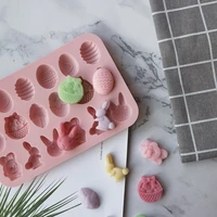 rabbit chocolate silicone mold 18 in 1 colored egg cake mold holiday decoration baking tools children handmade soap mould