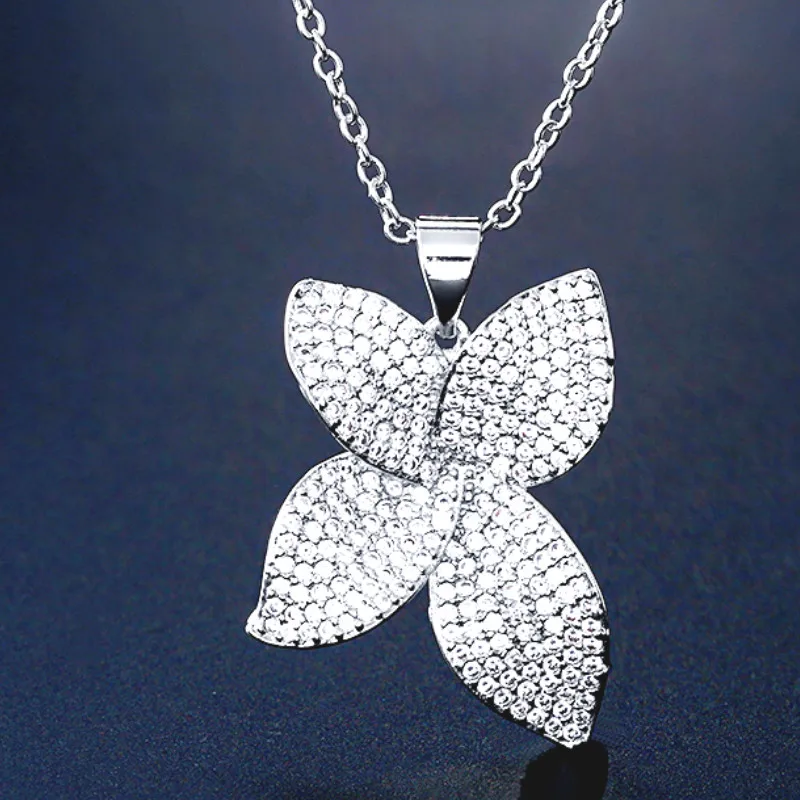 

UILZ Luxury AAA Cubic Zircon Micro Pave Flower Necklace for Women Elegant Wedding Gifts Jewelry Drop Shipping FSNP2119