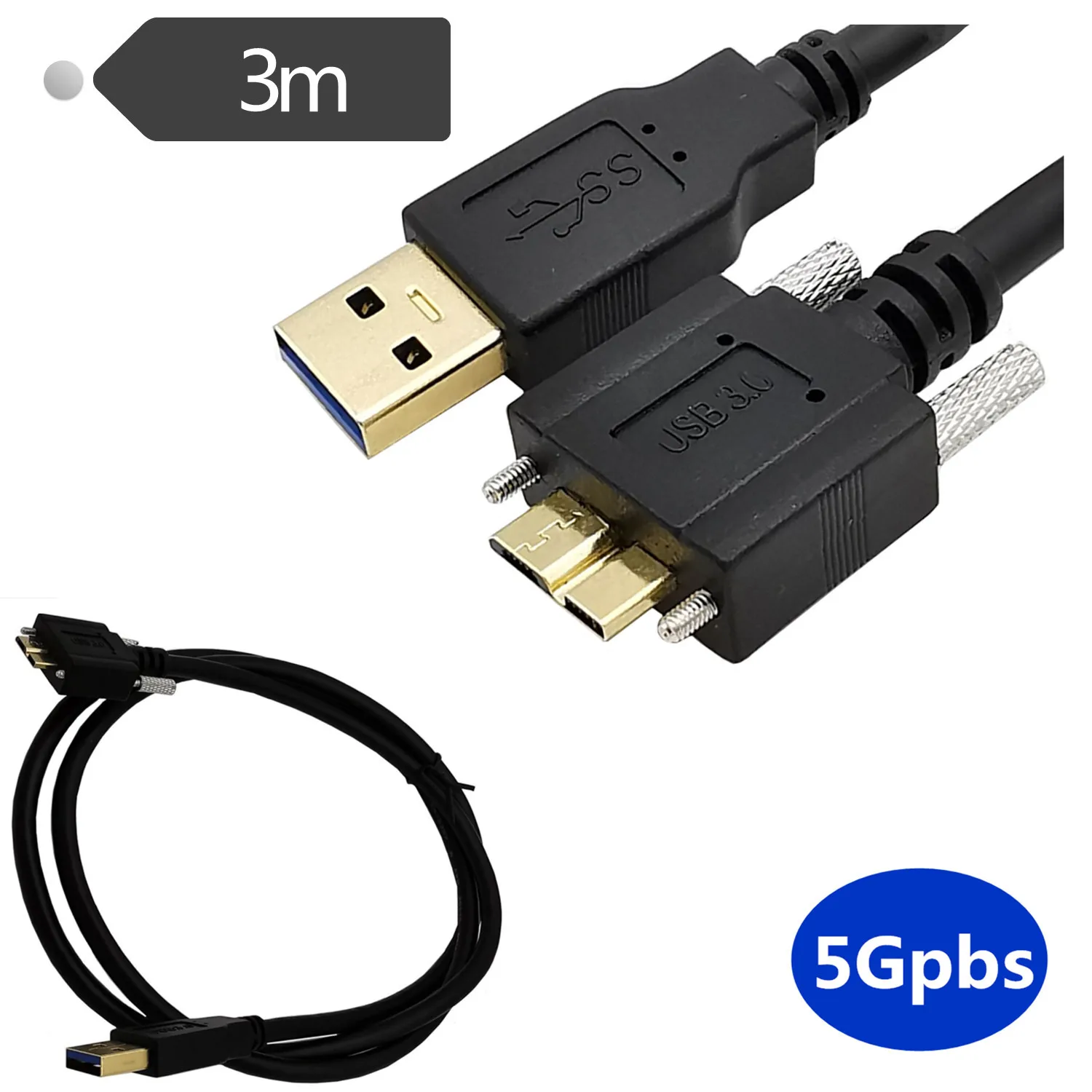 

Gold plated 3.0 line industrial camera hard disk box player USB AM to MICRO B with fixed screw data cable