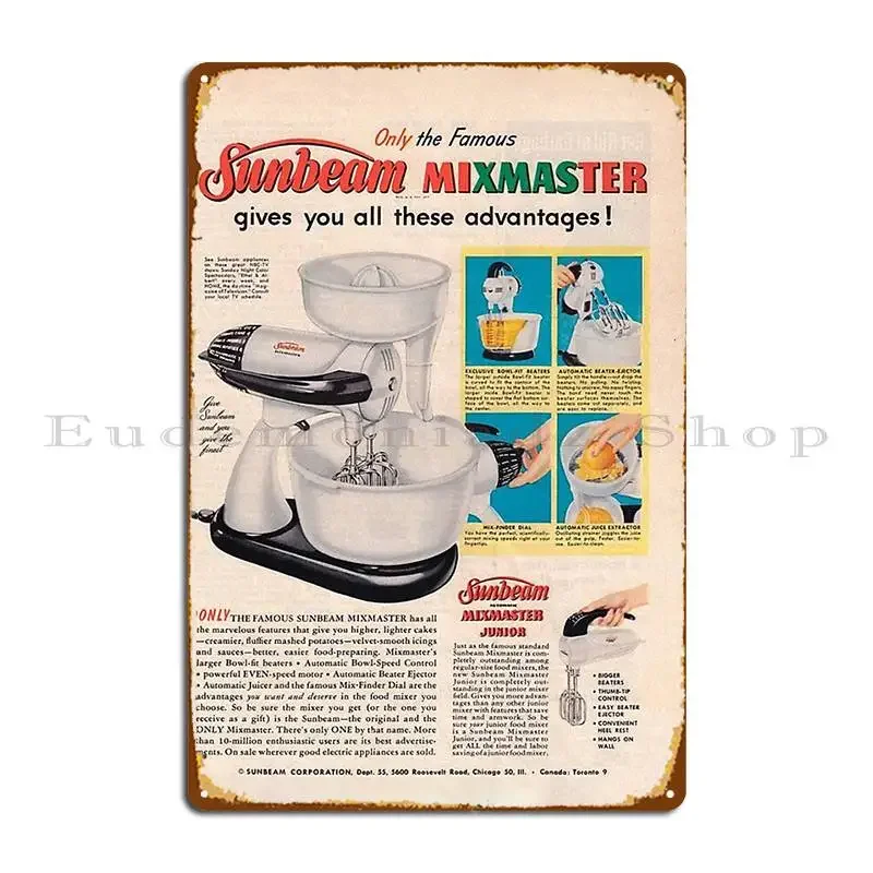 Sunbeam Mixmaster реклама винтажная кухня металлический знак печатный