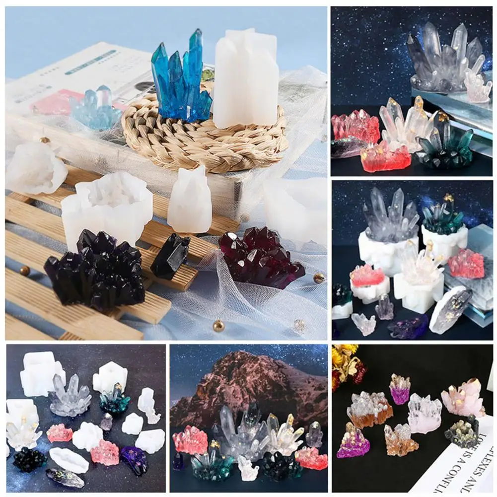 

Silicone Mold Irregular Shape Clear Texture DIY Craft Faux Crystal Cluster Stone Shape Ice Pillar Epoxy Resin Mold