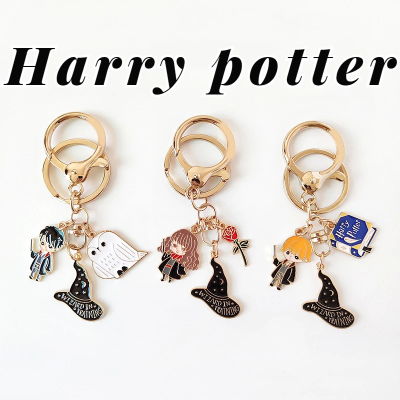 

Harry Potter Keychains Peripheral Couple Keychain Magic Business School Hermione Rowan Alloy Pendant Creative Bag Gift