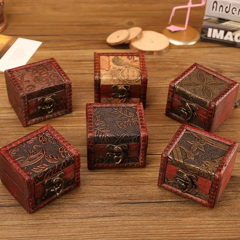 

Коробка для хранения ювелирных изделий, деревянная коробка для ожерелий, колец, серег, старинная Женская деревянная коробка для хранения в ...