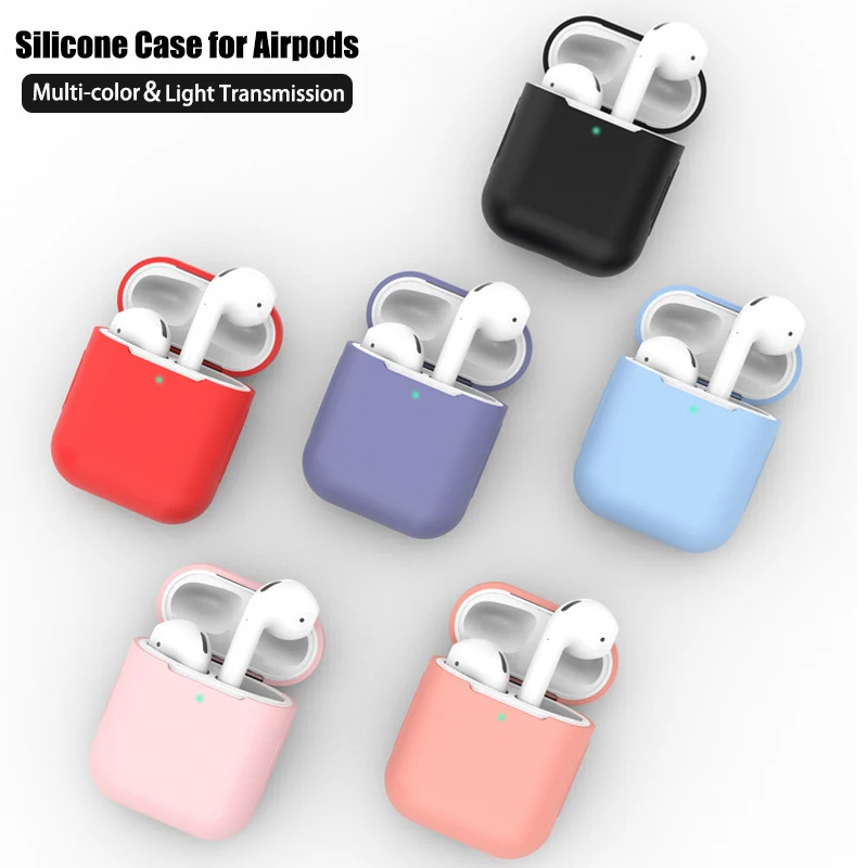 

Силиконовый чехол для наушников Apple Airpods 1/2, защитный чехол для беспроводных Bluetooth наушников Air Pods 2, тонкий чехол с зарядным устройством