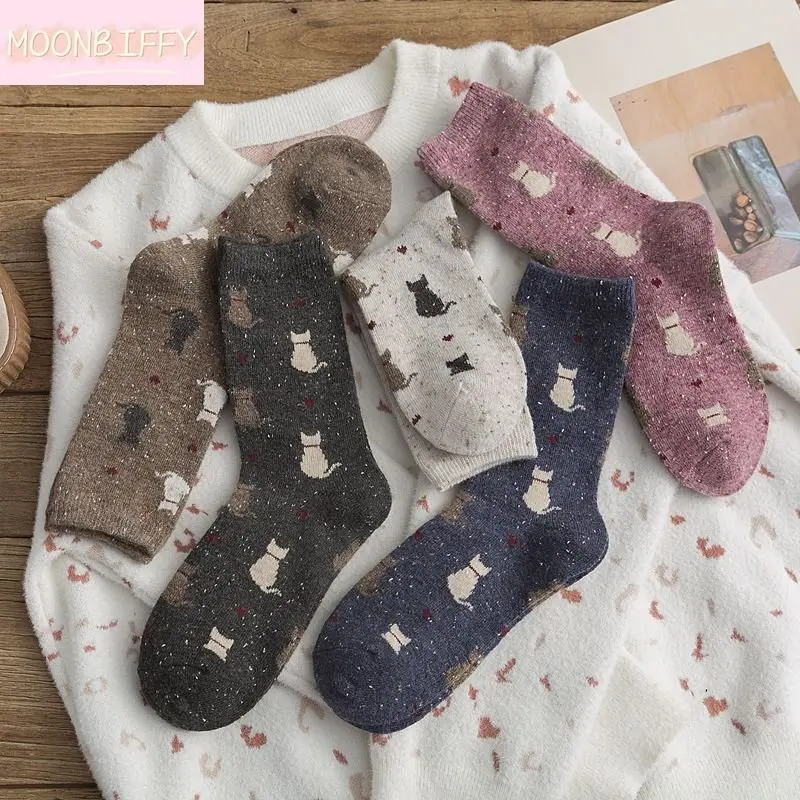 

1 Pair Autumn and Winter New Style Japanese Cute Socks Korean Cat Harajuku Socks Women Wool Kawaii Thicken Cute Socks