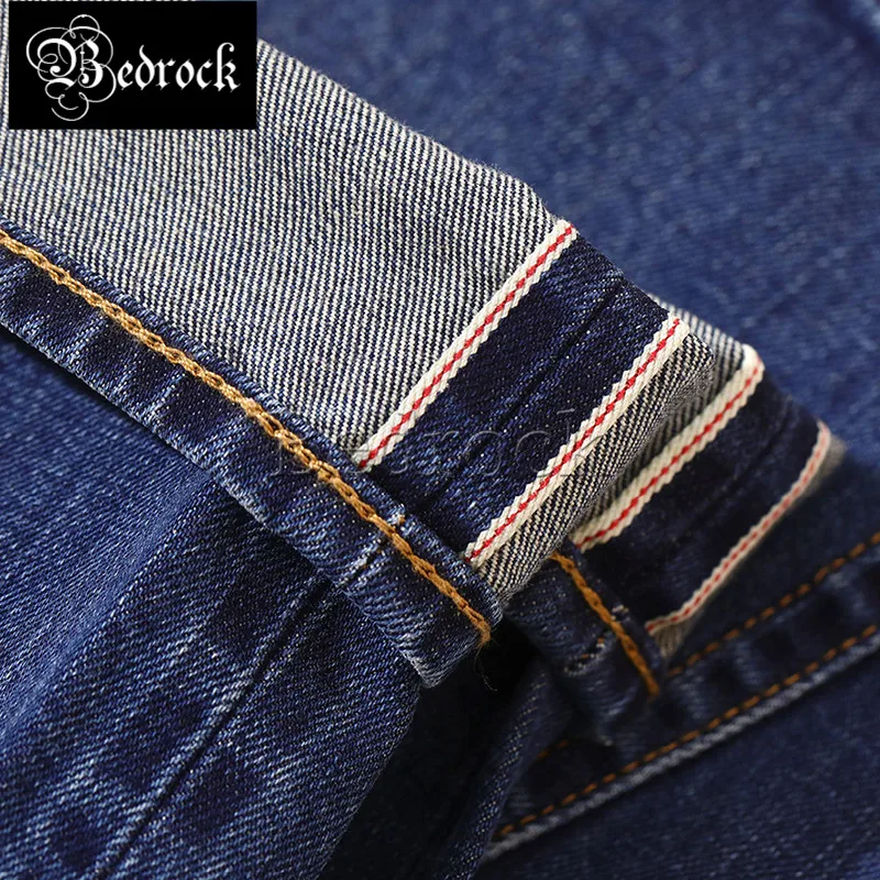 MBBCAR 14.5oz Selvedge Denim Jeans for Men Scratched Vintage Cat Whisker Texture Blue Washed Pure Cotton Slim Pencil Pants 7458