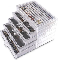 acrylic jewelry storage box tray with drawer ring earring box bracelet necklace pendants tray holder jewelry organizer