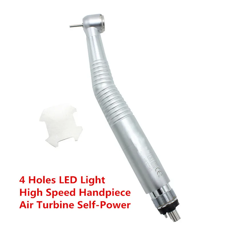 

4Holes Dental LED Light E-generator Push Button High Speed Handpiece Air Turbine Triple Water Spray Hand Piece Dentist Lab