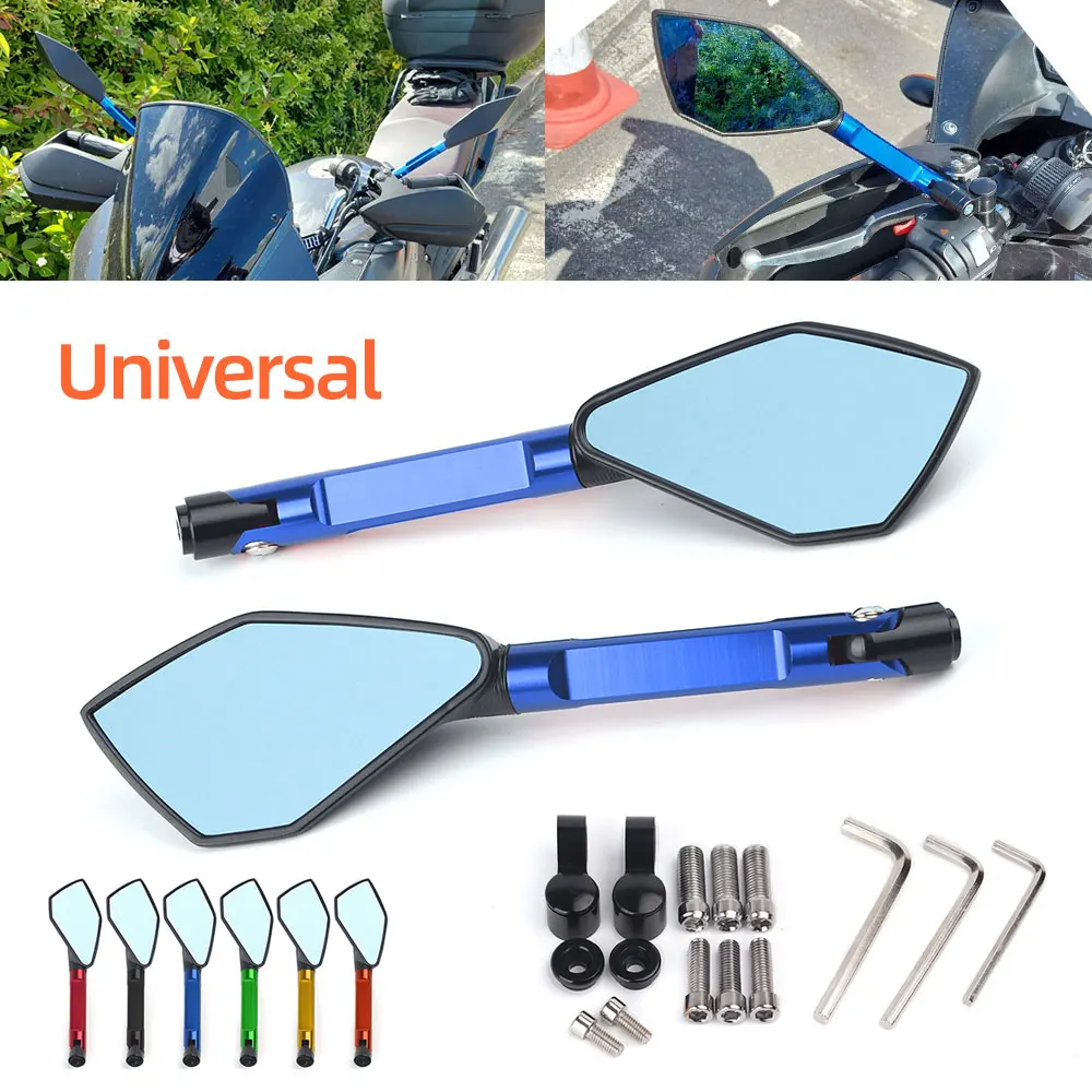 

Универсальные Мотоциклетные аксессуары CNC алюминиевые синие линзы боковое зеркало заднего вида для Yamaha MT-07 MT07 2014-2020