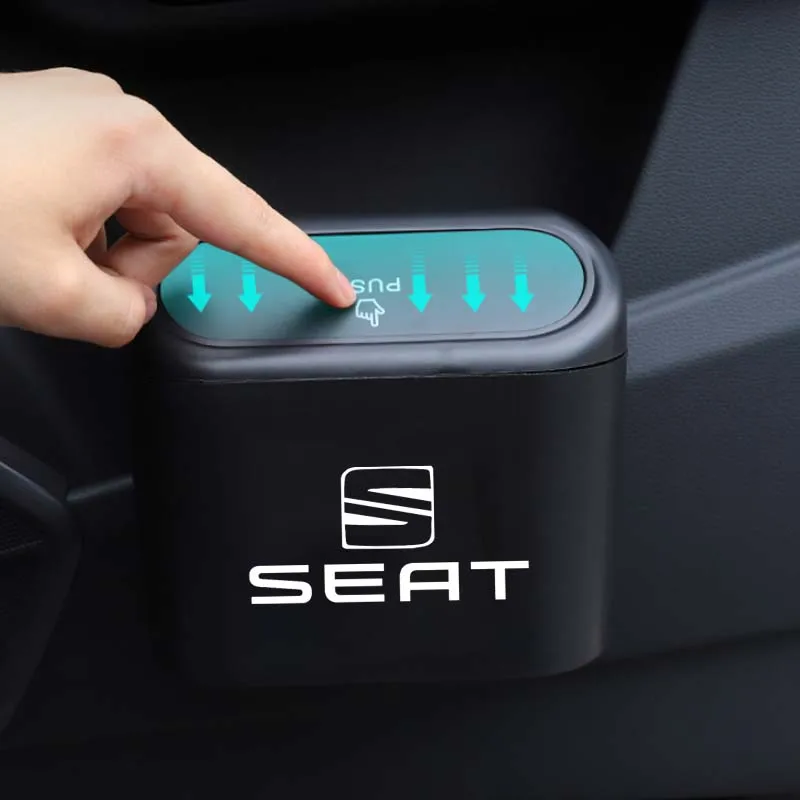 

1pcs Car ABS Square Trash Can Dust Case Storage Box Auto Accessories for Seat Ibiza MK4 MK5 Leon MK2 MK3 Toleda Altea SMD Gadget