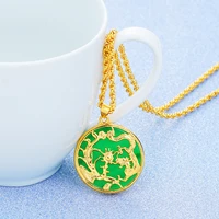 chinese natural jade green hand carved dragon and phoenix pendant fashion boutique jewelry agate zodiac necklace popular gift