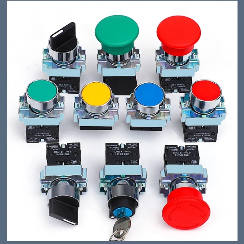 

XB2 Push Button Switch Push Type Scram Button Self-lock Self-reset Start and Stop Rotary Switch 22mm Applicable below 10A