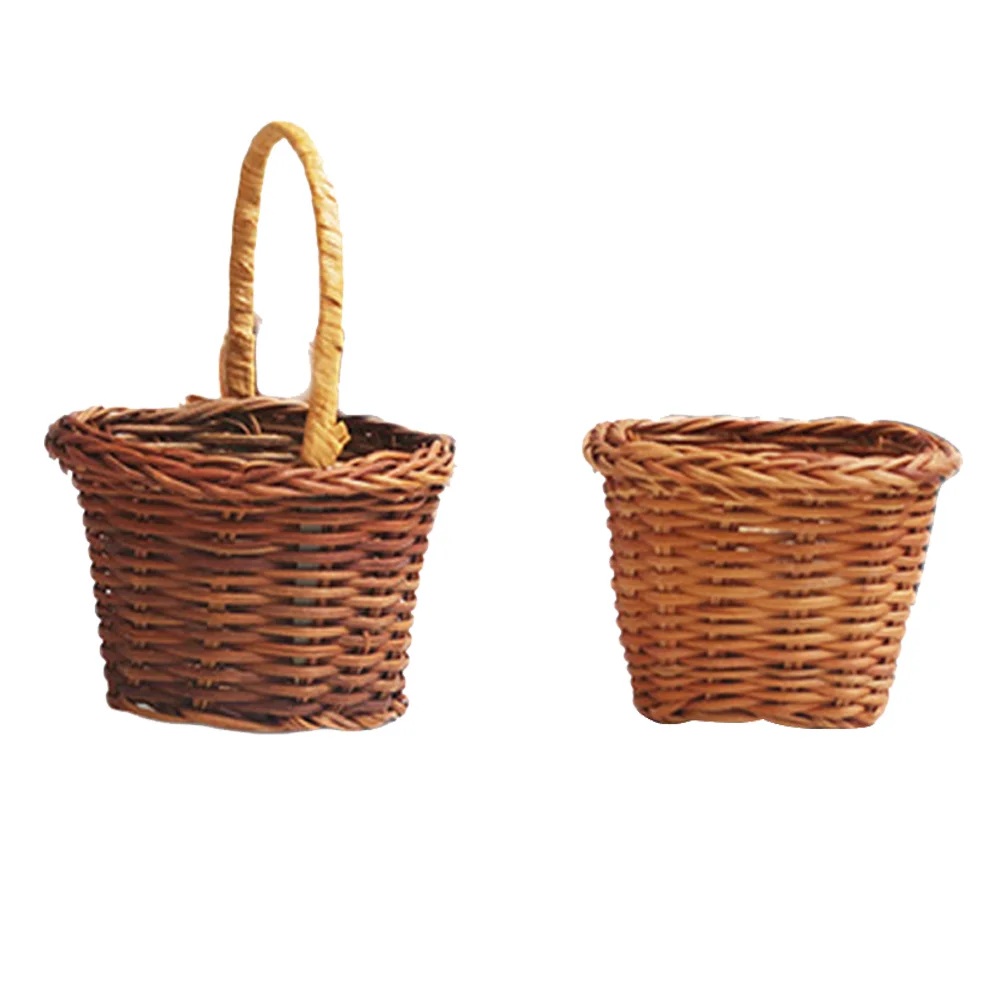 

Mini Baskets Basketcrafts Accessories Decorative Tabletop Centerpieces Table Kitchen Favors Wicker Woven Willow Round Country