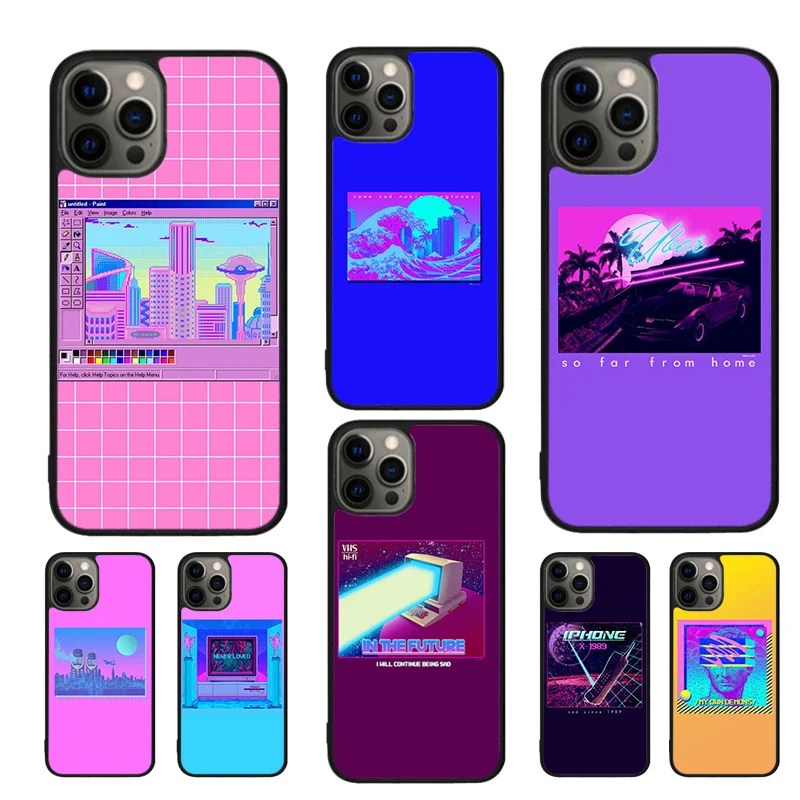 Vaporwave Pixel Vintage Plaster Statue Phone Case For iPhone 16 15 14 11 12 13 Pro XR XS MAX Plus coque Cover Shell