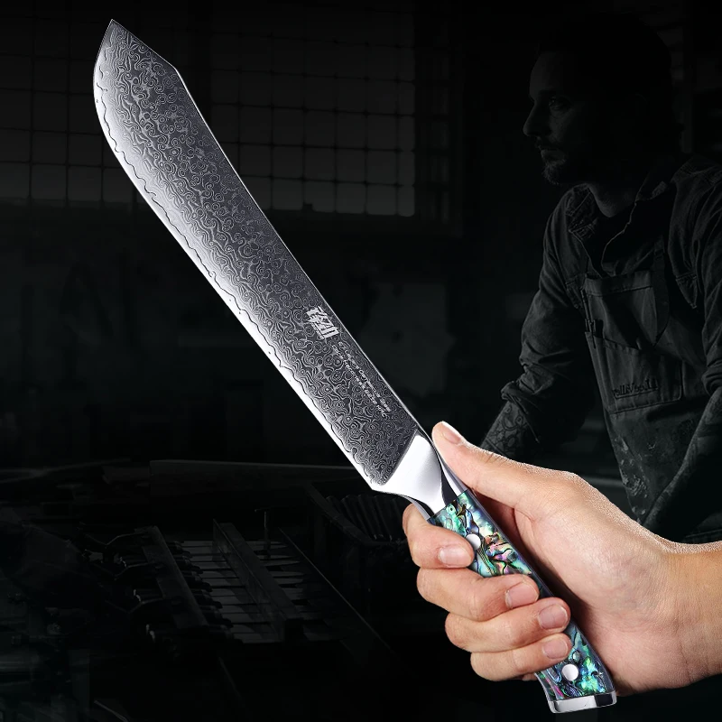 FINDKING yeni muhteşem dizi 67 katmanlar şam çelik Cleaver bıçak Abalone reçine kolu profesyonel dilimleme et kasap bıçağı