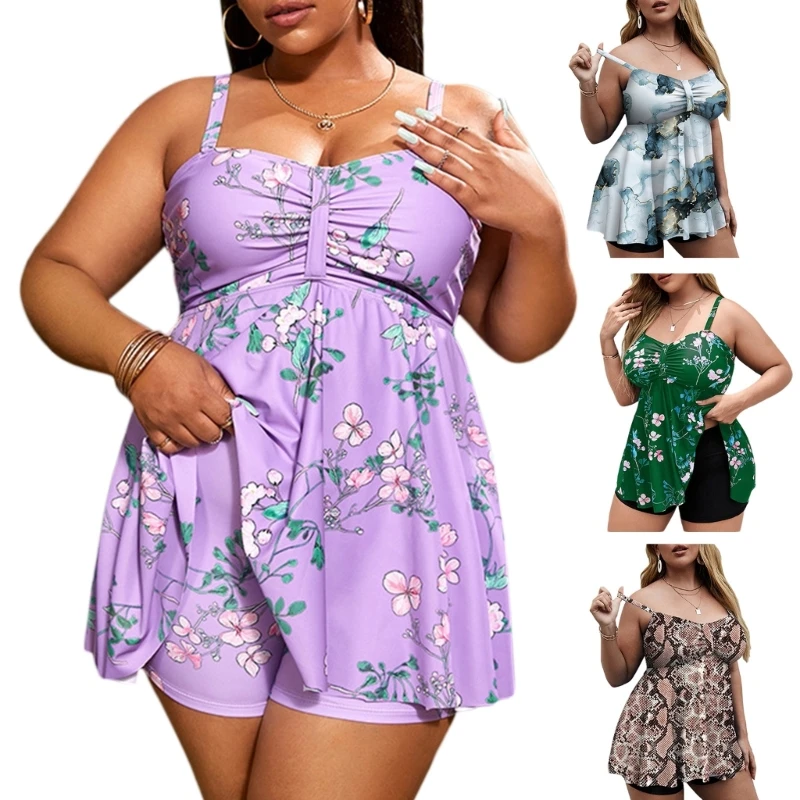 

Женский купальный костюм-танкини F42F из 2 предметов, купальник с цветочным принтом и шортами