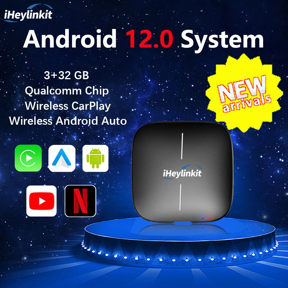 

IHeylinkit CarPlay Mini Ai Box Andoroid 12 Беспроводной CarPlay Android авто для Audi Bmw Mazda Toyota Netflix You_Tube 4G LTE GPS
